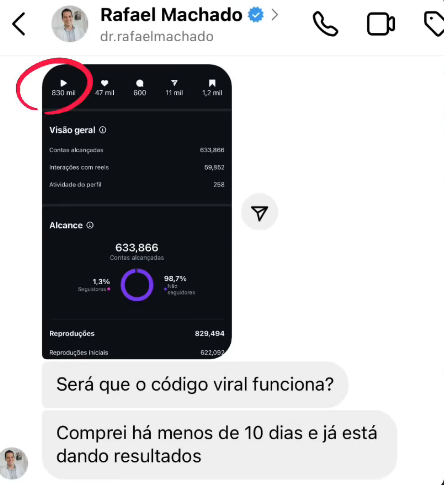 Depoimento — Dr. Rafael Machado, médico, 633 mil contas alcançadas e 98.7% não seguidores